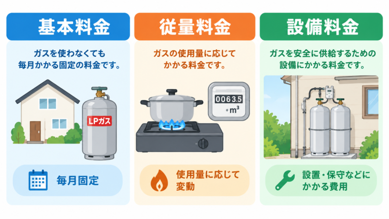 「基本料金」「従量料金」「設備料金」