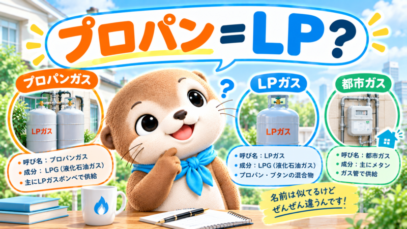 プロパンガスとLPガスの違いは？呼び名・成分・都市ガスとの関係を解説